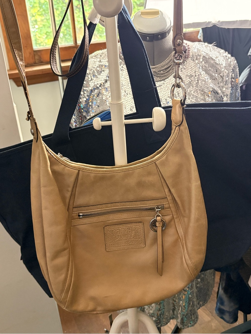Coach Poppy 16283 Leather Convertible Hobo Shoulder Bag